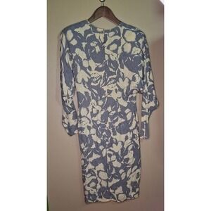 Marvin Singer for Depeche Mode Vintage Floral Drop Waist Midi Dress Blue Cream 6